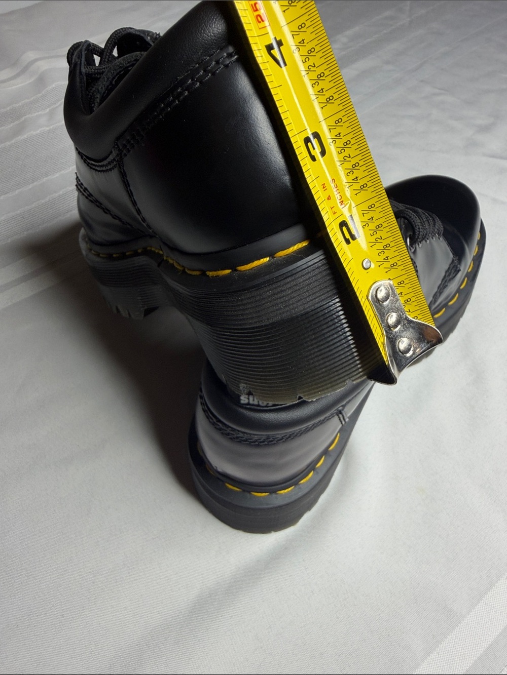 Dr. Martens Black Leather 5-Eye Derby Shoes with Yellow Stitching - Picture 5 of 11